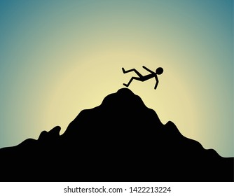man slips off the top of the mountain 