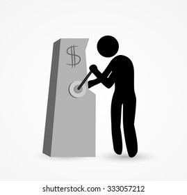 Man and slot machine