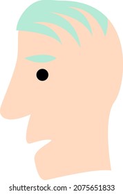 Man with small amount of hair, illustration, vector, on a white background.