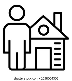 A man with small hut concept of property owner