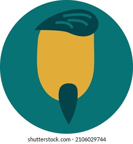 Man with small long beard, illustration, vector on a white background.