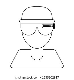 man with smart glasses avatar in black and white