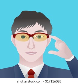 man with smart glasses, Wearable device, illustration