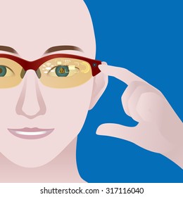 man with smart glasses, Wearable device, illustration