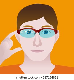 man with smart glasses, Wearable device, illustration