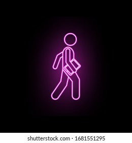 Man with smart tablet neon icon. Simple thin line, outline vector of male bag and luggage icons for ui and ux, website or mobile application