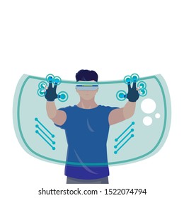 Man with smartglasses design, Augmented reality virtual technology device and modern theme Vector illustration