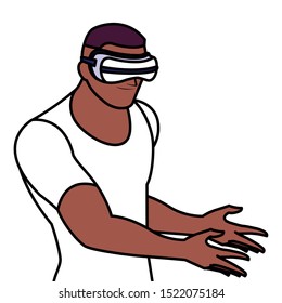 Man with smartglasses design, Augmented reality virtual technology device and modern theme Vector illustration