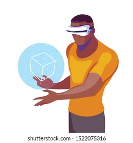 Man with smartglasses design, Augmented reality virtual technology device and modern theme Vector illustration