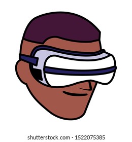 Man with smartglasses design, Augmented reality virtual technology device and modern theme Vector illustration