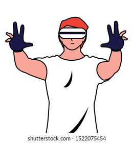 Man with smartglasses design, Augmented reality virtual technology device and modern theme Vector illustration