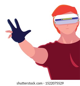 Man with smartglasses design, Augmented reality virtual technology device and modern theme Vector illustration