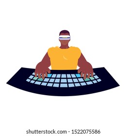 Man with smartglasses design, Augmented reality virtual technology device and modern theme Vector illustration