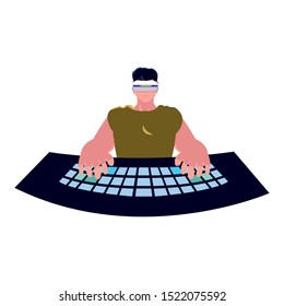 Man with smartglasses design, Augmented reality virtual technology device and modern theme Vector illustration