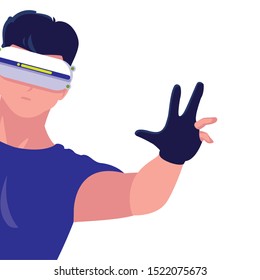 Man with smartglasses design, Augmented reality virtual technology device and modern theme Vector illustration