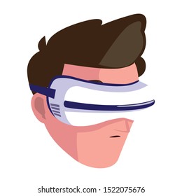 Man with smartglasses design, Augmented reality virtual technology device and modern theme Vector illustration