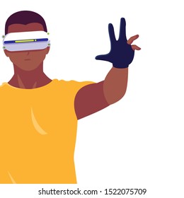 Man with smartglasses design, Augmented reality virtual technology device and modern theme Vector illustration