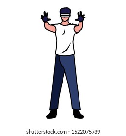 Man with smartglasses design, Augmented reality virtual technology device and modern theme Vector illustration