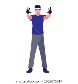 Man with smartglasses design, Augmented reality virtual technology device and modern theme Vector illustration