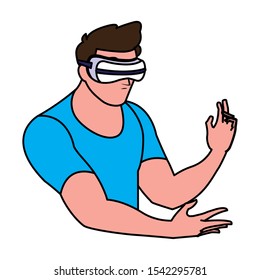 Man with smartglasses design, Augmented reality virtual technology device and modern theme Vector illustration