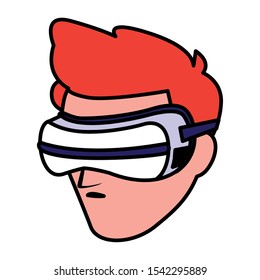Man with smartglasses design, Augmented reality virtual technology device and modern theme Vector illustration