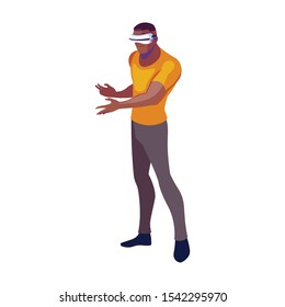 Man with smartglasses design, Augmented reality virtual technology device and modern theme Vector illustration