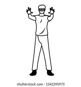 Man with smartglasses design, Augmented reality virtual technology device and modern theme Vector illustration