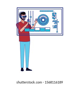 Man with smartglasses design, Augmented reality virtual technology device and modern theme Vector illustration