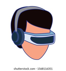 Man with smartglasses design, Augmented reality virtual technology device and modern theme Vector illustration