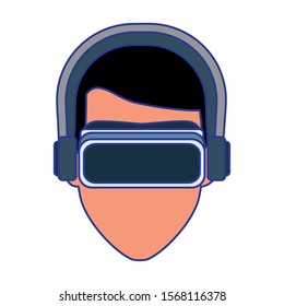 Man with smartglasses design, Augmented reality virtual technology device and modern theme Vector illustration