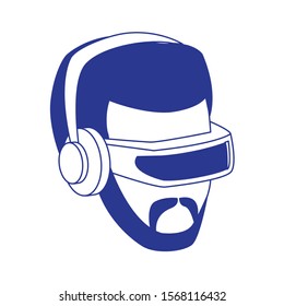 Man with smartglasses design, Augmented reality virtual technology device and modern theme Vector illustration