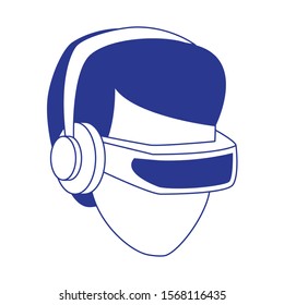 Man with smartglasses design, Augmented reality virtual technology device and modern theme Vector illustration