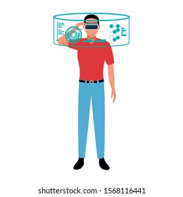 Man with smartglasses design, Augmented reality virtual technology device and modern theme Vector illustration