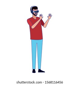 Man with smartglasses design, Augmented reality virtual technology device and modern theme Vector illustration