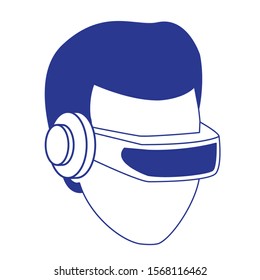 Man with smartglasses design, Augmented reality virtual technology device and modern theme Vector illustration