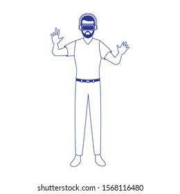 Man with smartglasses design, Augmented reality virtual technology device and modern theme Vector illustration