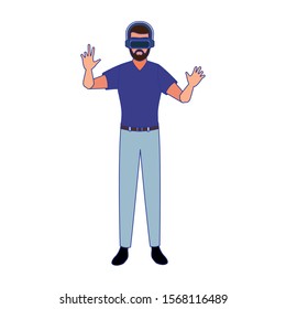 Man with smartglasses design, Augmented reality virtual technology device and modern theme Vector illustration