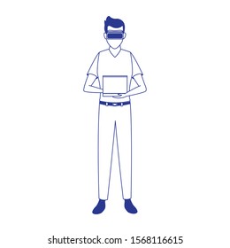 Man with smartglasses design, Augmented reality virtual technology device and modern theme Vector illustration