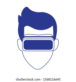 Man with smartglasses design, Augmented reality virtual technology device and modern theme Vector illustration