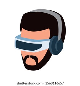 Man with smartglasses design, Augmented reality virtual technology device and modern theme Vector illustration