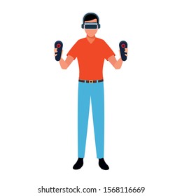 Man with smartglasses design, Augmented reality virtual technology device and modern theme Vector illustration