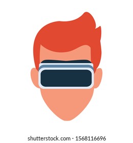 Man with smartglasses design, Augmented reality virtual technology device and modern theme Vector illustration