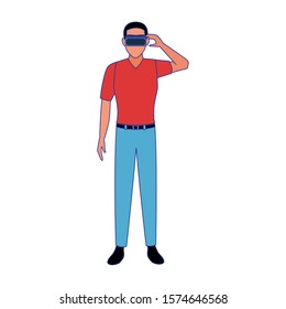 Man with smartglasses design, Augmented reality virtual technology device and modern theme Vector illustration