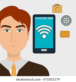 man smartphone app vector illustration graphic eps 10