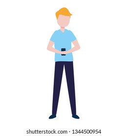 man with smartphone avatar character