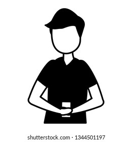 man with smartphone avatar character