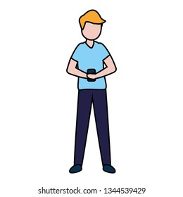 man with smartphone avatar character