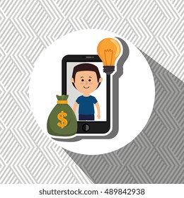 man smartphone bag money