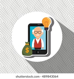 man smartphone bag money