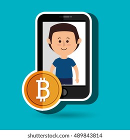 man smartphone bit coin